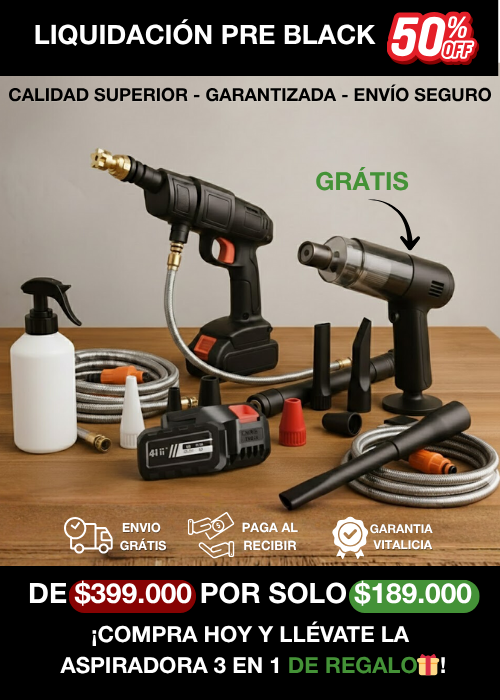 Hidrolavadora Inalámbrica 48V + Regalo Aspirador 3 en 1 – Combo de Limpieza Pro